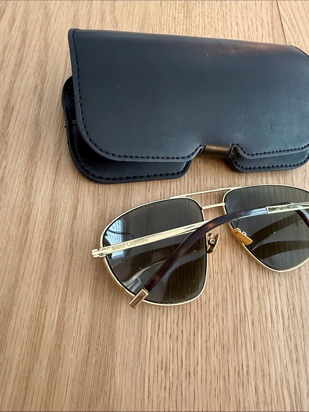 Authentic saint laurent aviator sunglasses with case